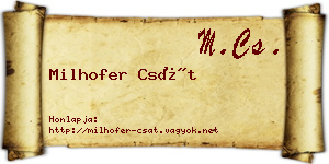Milhofer Csát névjegykártya